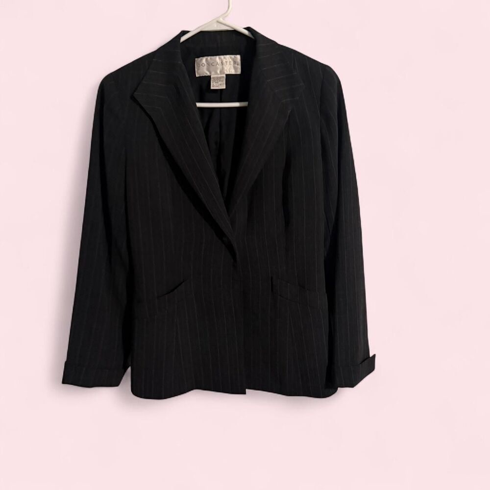 Doncaster Skirt Suit Women 6/10 Navy Pinstripe Blazer Pleated Two Piece Set